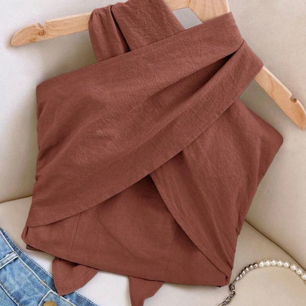 SHEIN Brown Wrap Crop Top